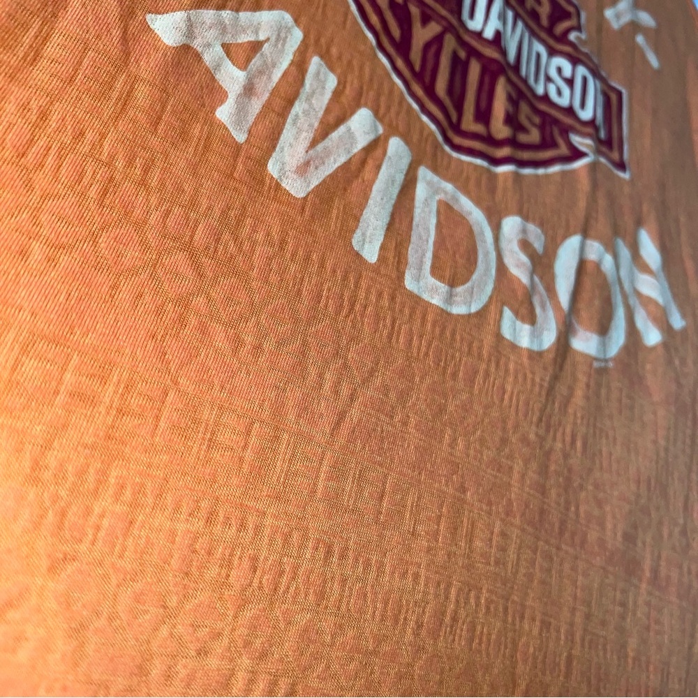 Orange Aztec Print Harley Davidson Graphic Tank Top - Picture 4 of 5
